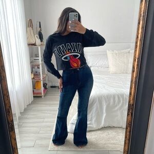 Court Culture Black Miami Heat Long Sleeve Crop Top